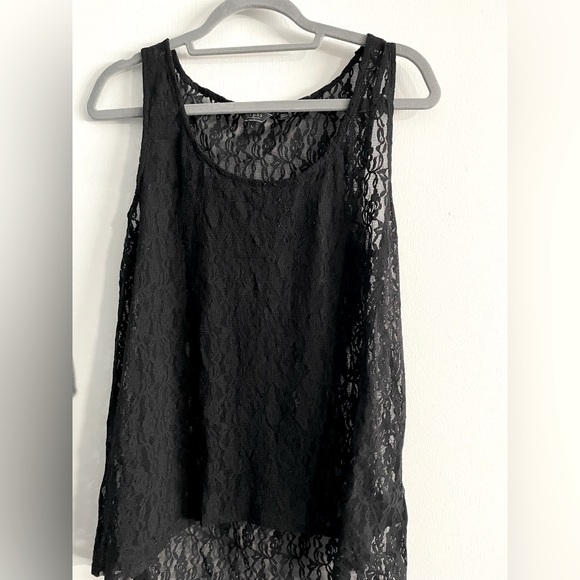 Guess Black Lace Sheer Sleeveless Shirt Size Large - Picture 1 of 6